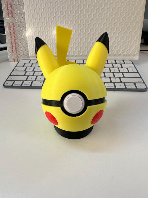 Pikachu-Style Pokeball | 3D Printed Nintendo Switch Game Holder | Functional Pokemon Collectible | Gamer Gift
