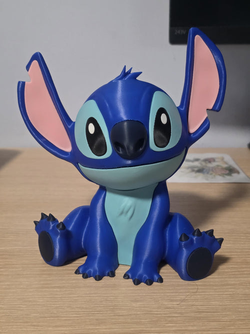 Stitch Inspired 3D Printed Figurine | Cute Blue Alien Fan Art Collectible | Handmade Desk Decor Gift ~17cm