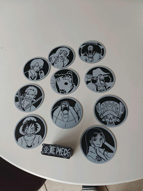 One Piece Coaster Set – 3D Printed Straw Hat Crew Anime Decor