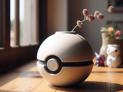 Pokeball Vase, 3D Printed Pokémon Flower Holder | Gaming Room Decor, Pokemon Fan Gift for Him | Handmade in Australia