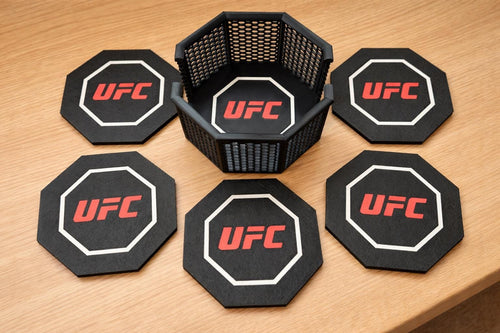 UFC Drink Coaster Set or Snack Storage Set | MMA Gift for Him, Father's Day Gift | 3D Printed Octagon Coasters