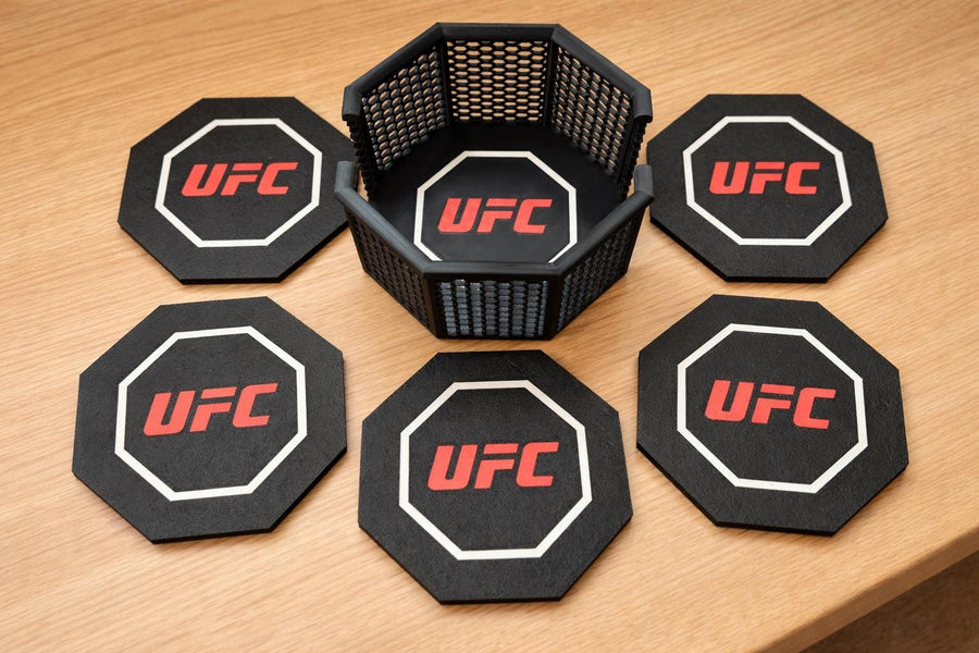 UFC Drink Coaster Set or Snack Storage Set | MMA Gift for Him, Father's Day Gift | 3D Printed Octagon Coasters